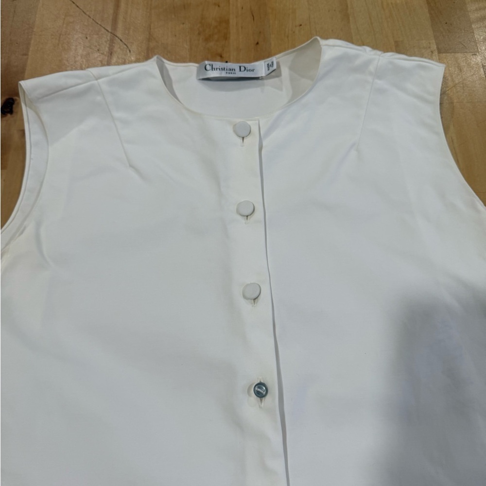 Dior Cream Sleeveless Button-Up Top - Picture 8 of 17